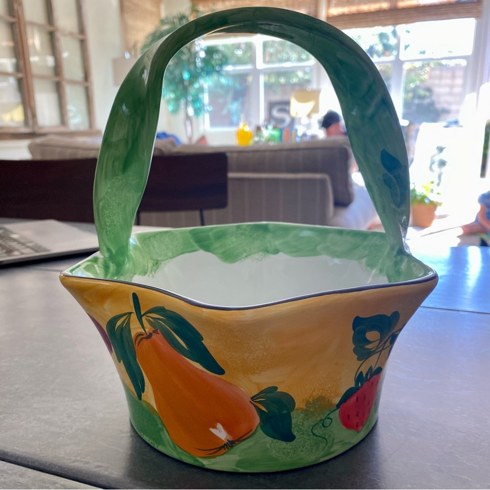 Herend Village Pottery Basket Bowl - Margit Fruit Pattern